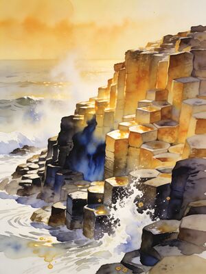 Giant S Causeway Watercolor Canvas Print