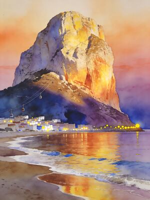 Gibraltar Europa Point Lighthouse Watercolor Canvas Print