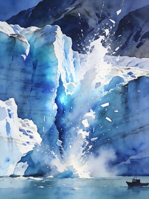Glacier Bay Alaska Margerie Glacier Calving Watercolor Canvas Print