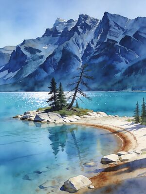 Glacier National Park Logan Pass Sunrise Watercolor Canvas Print