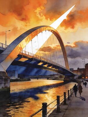 Glasgow Kelvingrove Museum and Park Watercolor Canvas Print