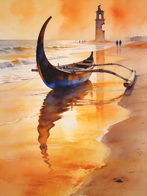 Goa Anjuna Flea Market Watercolor Canvas Print