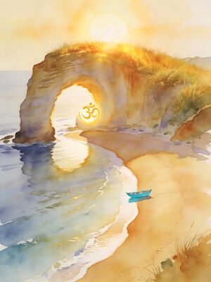 Gokarna Half Moon Beach Cove Watercolor Canvas Print
