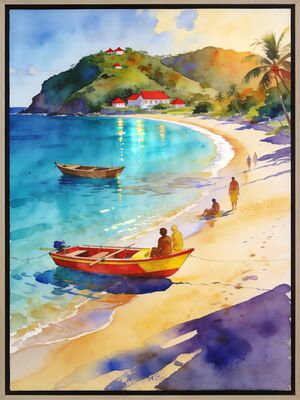 Grenada Grand Anse Beach Watercolor Canvas Print