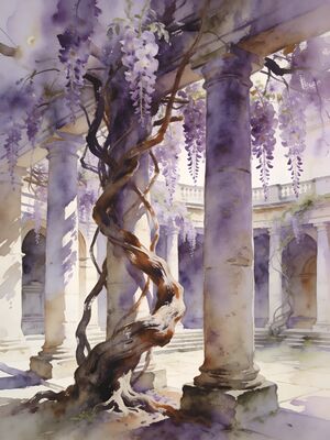 Hampstead Heath Palace Facade Watercolor Canvas Print