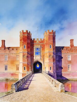 Hampton Palace Garden Walk Watercolor Canvas Print