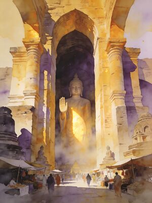 Hyderabad Falaknuma Palace Staircase Watercolor Canvas Print