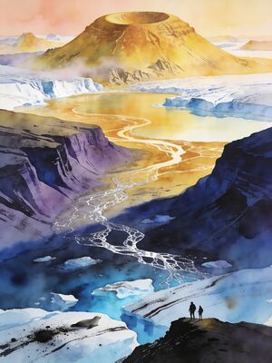 Iceland Alpine Meadow Watercolor Canvas Print