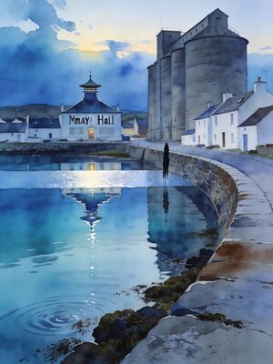 Isle of Islay Machir Bay Sunset Watercolor Canvas Print