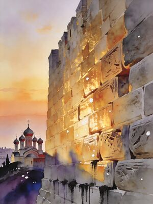 Jerusalem Via Dolorosa Ancient Lane Watercolor Canvas Print