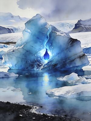 Jokulsarlon Glacier Lagoon Watercolor Canvas Print