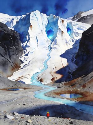 Kenai Fjords Exit Glacier Ice Face Watercolor Canvas Print