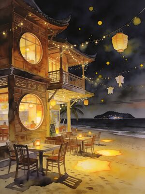 Ko Samui Fisherman's Village Bophut Watercolor Canvas Print
