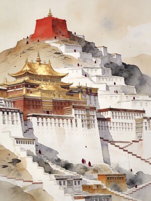 Ladakh Hemis Monastery Festival Watercolor Canvas Print