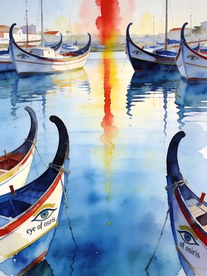 Lagos Fishing Boats Bay Watercolor Canvas Print