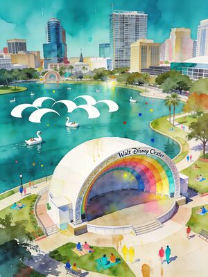 Lake Eola Park Garden Walk Watercolor Canvas Print