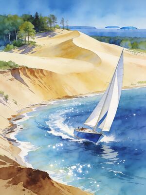 North Avenue Beach Chicago Lakefront Dawn Watercolor Canvas Print