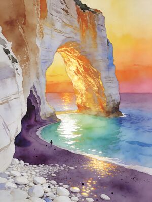 Lefkada Sunset Coast Watercolor Canvas Print