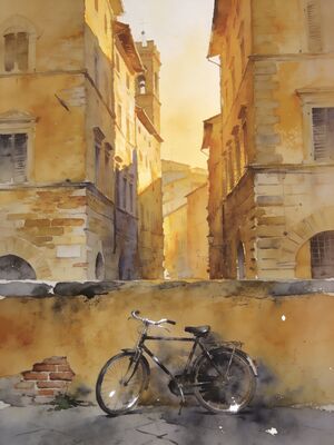 Lucca Within the Walls Watercolor Canvas Print