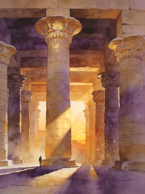 Luxor Karnak Temple Hypostyle Hall Watercolor Canvas Print