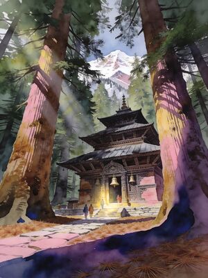 Manali Old Village Watercolor Canvas Print