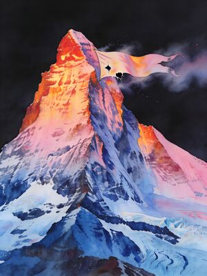 Matterhorn Alpine Meadow Watercolor Canvas Print
