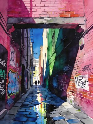 Melbourne Flinders Street Station with Trams Watercolor Canvas Print