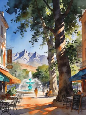 Mendoza Wine Country Lane at Morning Watercolor Canvas Print