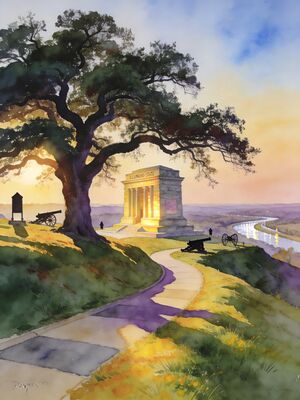Mississippi Riverside Walk Watercolor Canvas Print