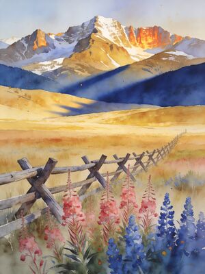 Going-to-the-Sun Road Panorama Watercolor Canvas Print