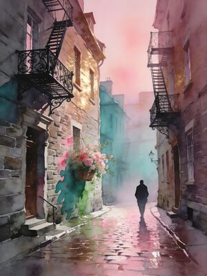 Montreal Watercolor Canvas Print