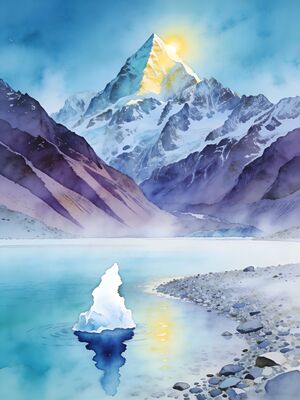 Mount Cook Alpine Meadow Watercolor Canvas Print