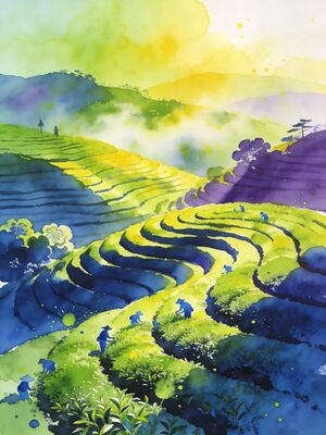 Mount Fuji Reflected in Lake Kawaguchi Watercolor Canvas Print