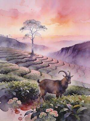 Munnar Rolling Green Hills Mist Watercolor Canvas Print