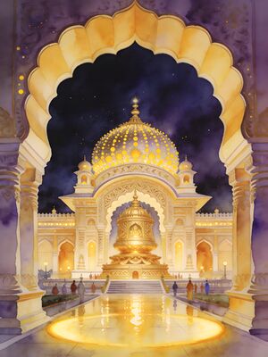 Mysore Palace Courtyard Darbar Watercolor Canvas Print
