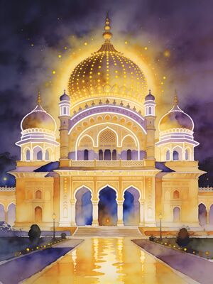 Mysore Brindavan Gardens Fountain Watercolor Canvas Print