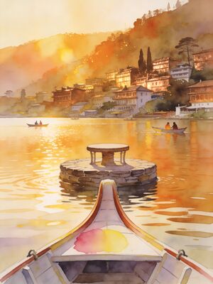 Nainital Tiffin Top Viewpoint Watercolor Canvas Print