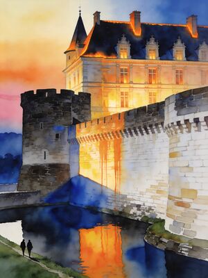 Nantes Passage Pommeraye Stairs Watercolor Canvas Print