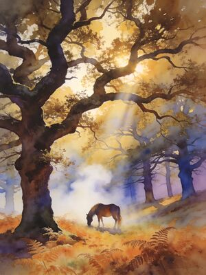 New Forest Beaulieu River at Dawn Watercolor Canvas Print