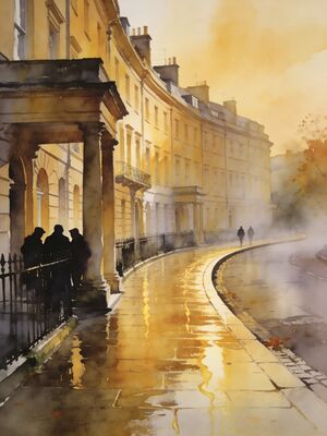 Newcastle Castle Keep and Black Gate Watercolor Canvas Print