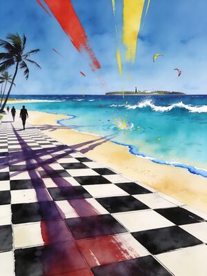 Noumea Anse Vata Bay and Cultural Centre Watercolor Canvas Print