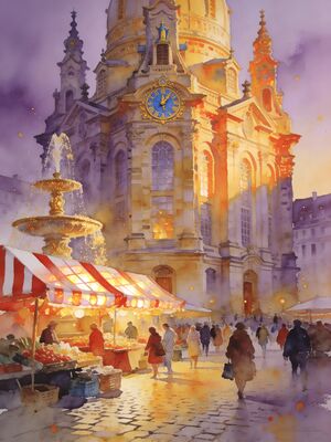 Nuremberg Old Town Lane Watercolor Canvas Print