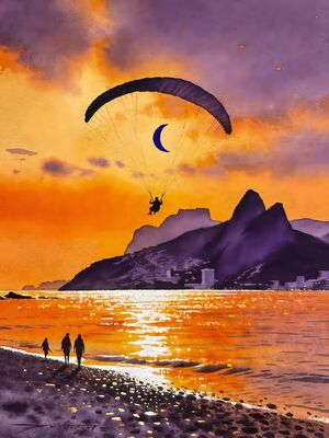 Olu Deniz Sunset Shore Watercolor Canvas Print