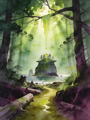 Olympic Hoh Rainforest Trail Watercolor Canvas Print