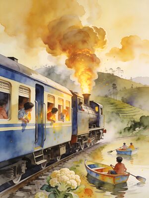 Ooty Tea Estate Rolling Hills Watercolor Canvas Print