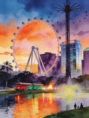 Orlando Church Street District Watercolor Canvas Print