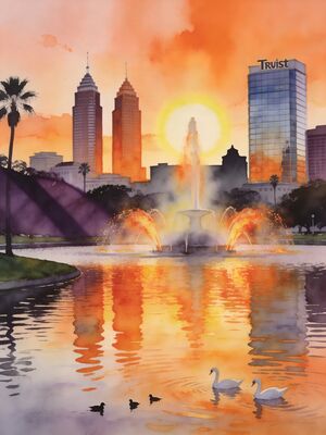 Orlando International Drive Watercolor Canvas Print