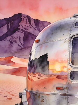 Palm Springs Dune Panorama Watercolor Canvas Print