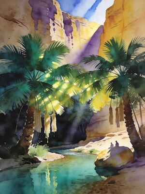 Palm Springs Sunset Sands Watercolor Canvas Print