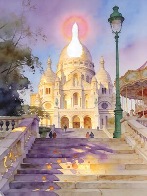 Paris Old Town Lane Watercolor Canvas Print